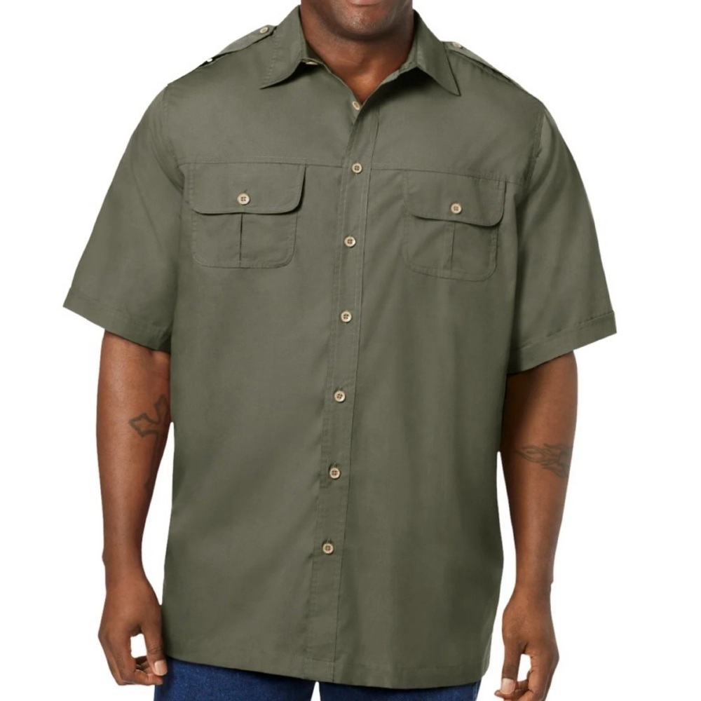 Boulder Creek Hunter Green Pocket Button-Down Short-Sleeve Shirt 2X Big LIKE NEW